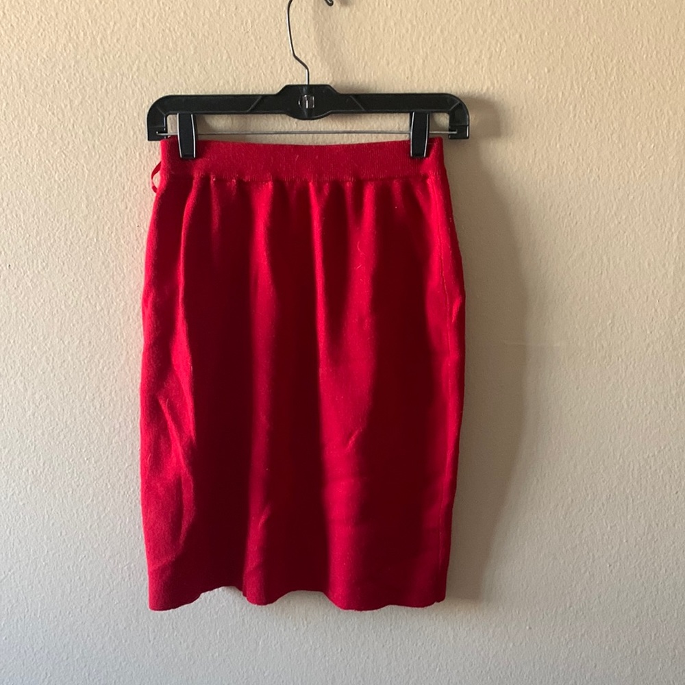 Red wool pencil skirt